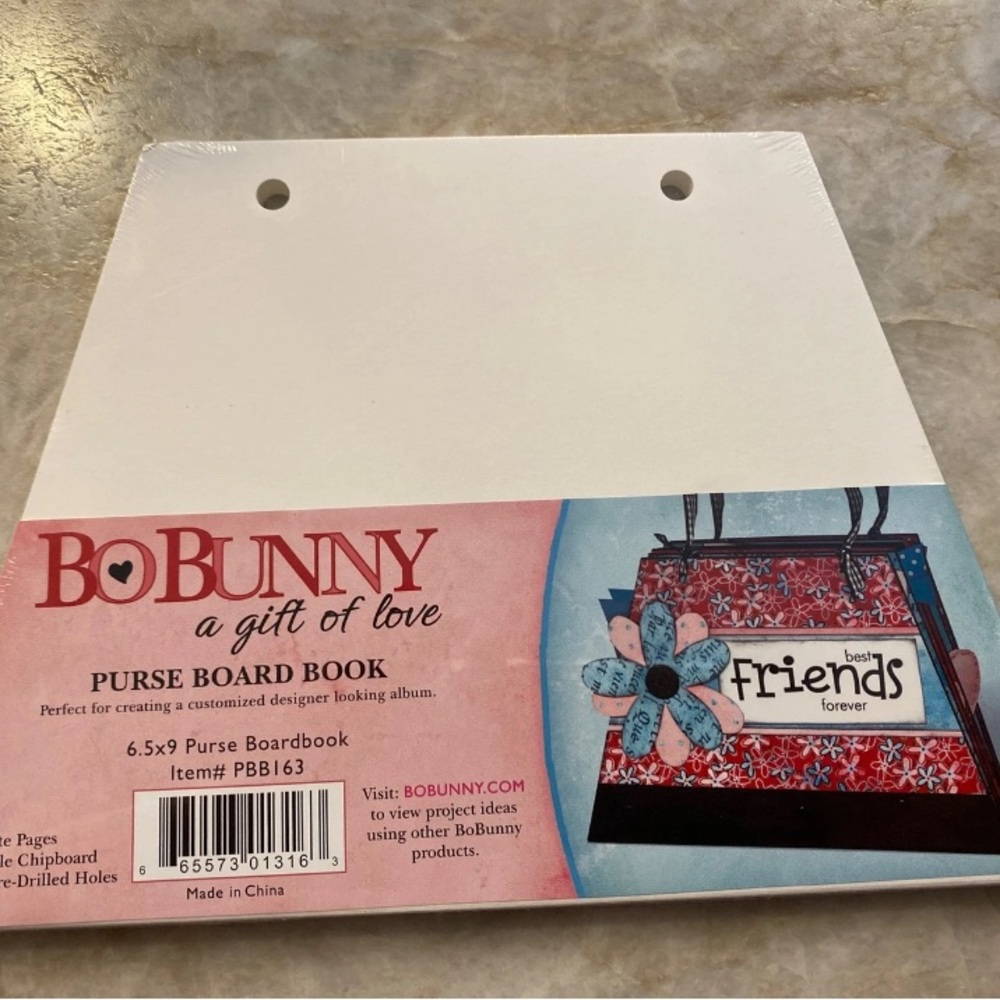 BoBunny Junk Journal 6.5x9 Purse Board Book Scrapbook Album DIY 6 Page Chipboard